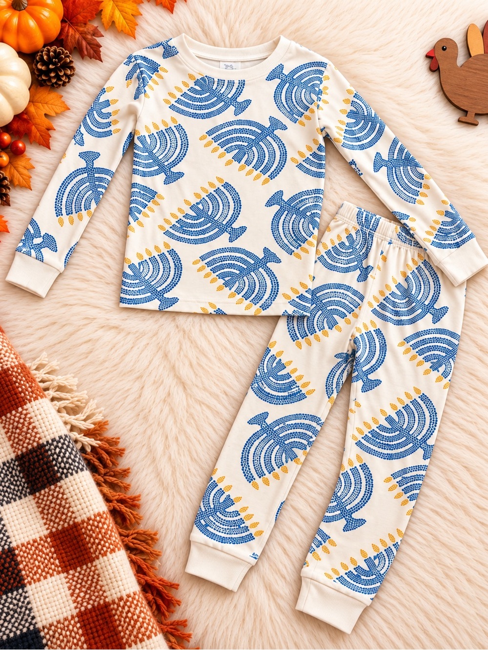 Carter’s Hanukkah Pajamas Kids Size 5T Menorah Print 2 Piece Pajama Set